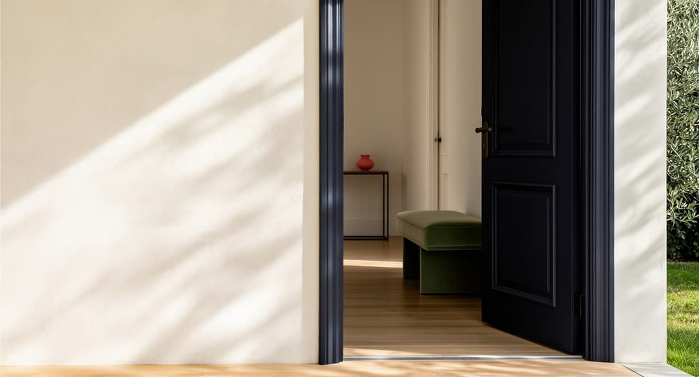 A sunlit first-home entryway with the front door open to a new chapter.